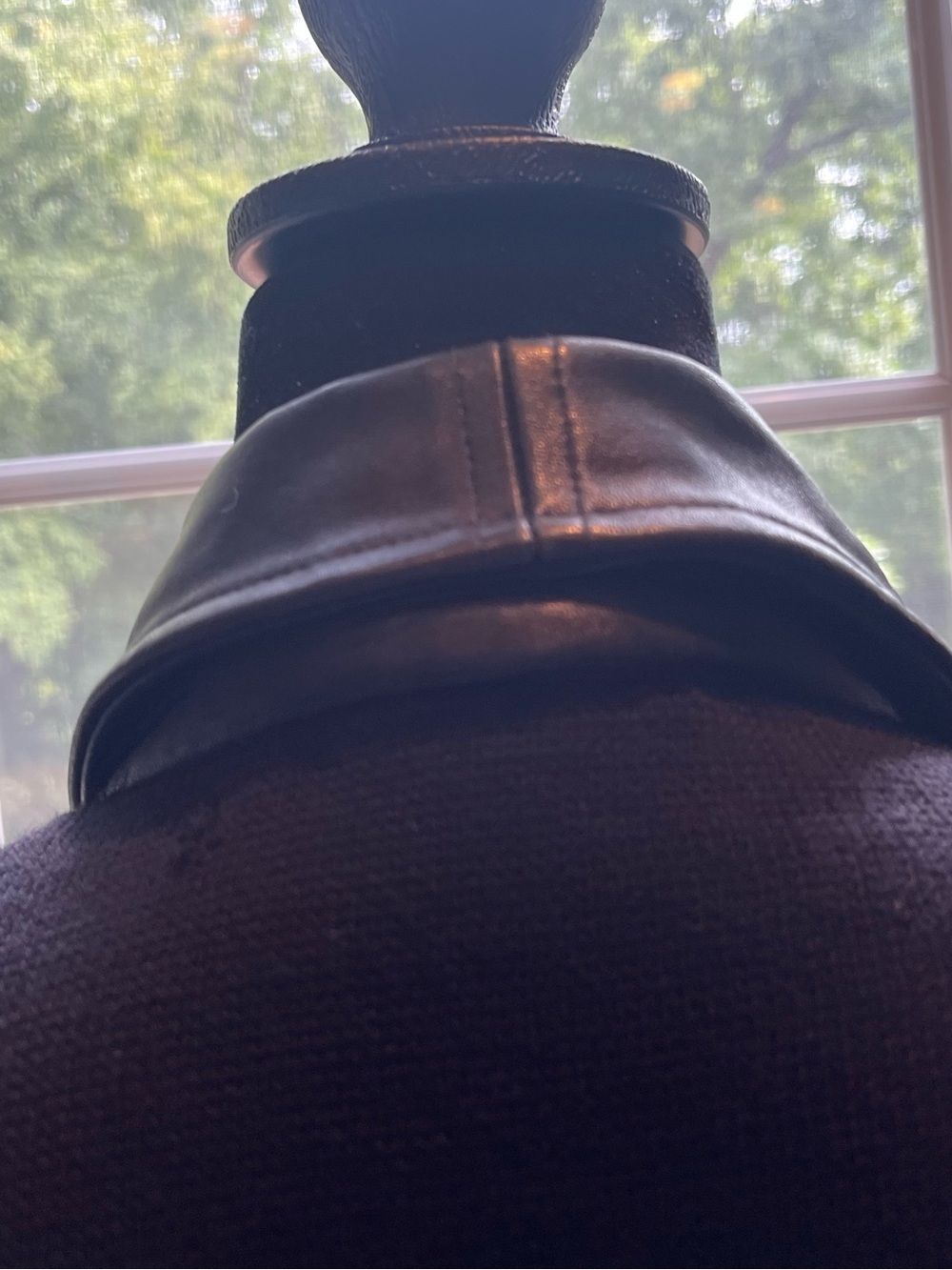Vintage Anne Klein II Black Leather-Front Double-Breasted Jacket w/ wool sleeves - Picture 9 of 16